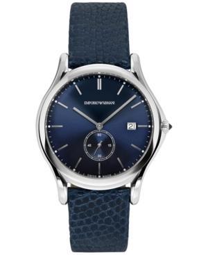 Emporio Armani Men's Swiss Blue Leather Strap Watch 40mm Ars1010