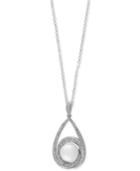 Effy Cultured Freshwater Pearl (9-1/2mm) And Diamond (5/8 Ct. T.w.) Pendant Necklace In 14k White Gold