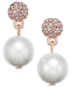 Charter Club Rose Gold-tone Imitation Pearl Fireball Drop Earrings, Only At Macy's
