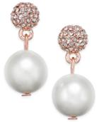 Charter Club Rose Gold-tone Imitation Pearl Fireball Drop Earrings, Only At Macy's