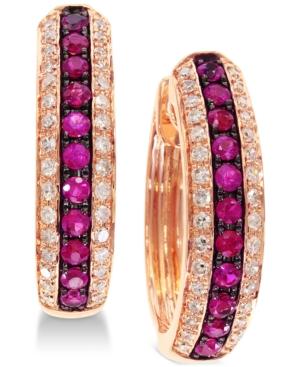 Effy Ruby (1/3 Ct. T.w.) & Diamond (1/4 Ct. T.w.) Hoop Earrings In 14k Gold