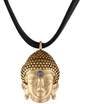 Rachel Rachel Roy Gold-tone Buddha Black Suede Pendant Necklace