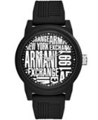 Ax Armani Exchange Men's Black Silicone Strap Watch 46mm