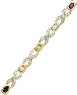 18k Gold Over Sterling Silver-plated Bracelet, Multi-stone (3-1/2 Ct. T.w.) And Diamond Accent Xo Bracelet