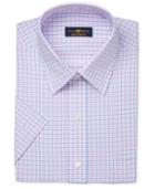Club Room Men's Easy Care Pink Blue Gingham Short-sleeve Dress Shirt, Only At Macy's