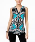Inc International Concepts Printed Zip-detail Top, Only At Macy's