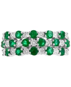 Effy Emerald (1 Ct. T.w.) & Diamond Accent Ring In 14k White Gold
