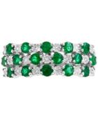 Effy Emerald (1 Ct. T.w.) & Diamond Accent Ring In 14k White Gold