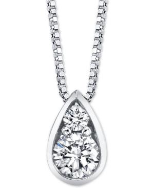 Diamond Pear 18 Pendant Necklace (1/4 Ct. T.w.) In 14k White Gold