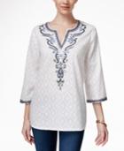 Charter Club Embroidered Jacquard Tunic, Only At Macy's