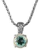 Balissima By Effy Green Quartz Round Pendant (5 Ct. T.w.) In Sterling Silver And 18k Gold
