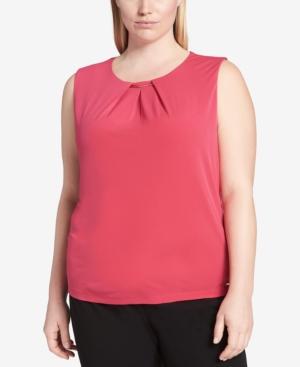 Calvin Klein Plus Size Pleat-neck Hardware Shell