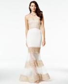 Say Yes To The Prom Juniors' Embellished Illusion Trumpet Gown, A Macy's Exclusive