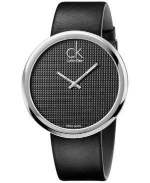 Calvin Klein Women's Swiss Subtle Black Leather Strap Watch 46mm K0v231c1