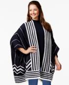 Alfani Prima Striped Poncho Cardigan Sweater, Only At Macy's