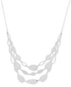Nine West Silver-tone Imitation Mother-of-pearl Triple-row Collar Necklace, 16 + 2 Extender
