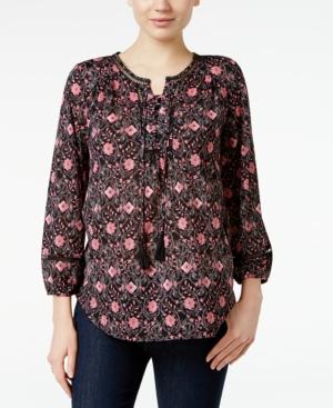 Style & Co Lace-up Peasant Top, Only At Macy's