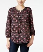 Style & Co Lace-up Peasant Top, Only At Macy's