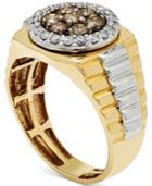 Men's Diamond Cluster Two-tone Ring (1 Ct. T.w.) In 10k Yellow And White Gold