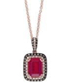 Rosa By Effy Ruby (1-5/8 Ct. T.w.) And Diamond (1/3 Ct. T.w.) Pendant Necklace In 14k Rose Gold
