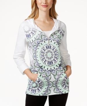 Style & Co. Sport Half-zip Printed Hoodie, Only At Macy's