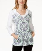 Style & Co. Sport Half-zip Printed Hoodie, Only At Macy's