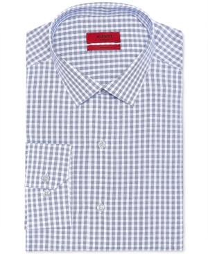 Alfani Fitted Performance Stretch Easy Care Ink White Check Dress Shirt