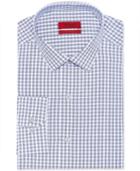 Alfani Fitted Performance Stretch Easy Care Ink White Check Dress Shirt