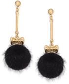 I.n.c. Gold-tone Bow & Faux Fur Ball Drop Earrings, Created For Macy's