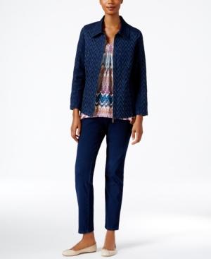 Alfred Dunner Petite Sierra Madre Patterned Denim Jacket