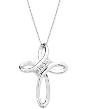 Trumiracle Diamond Necklace, Sterling Silver Diamond Cross Pendant (1/10 Ct. T.w.)