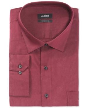 Alfani Big And Tall Performance Spiced Wine Square Textured Solid Dress Shirt, Only At Macy's