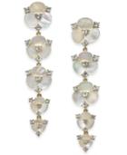 Kate Spade New York Gold-tone Crystal & Imitation Mother-of-pearl Flower Linear Drop Earrings