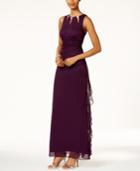 B & A By Betsy And Adam Embellished Keyhole Ruched Gown