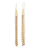 Catherine Malandrino Women's Pink Rhinestone Chain Tassel Style Yellow Gold-tone Dangle Earrings