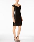 Calvin Klein Sequined Mesh Off-the-shoulder Dress
