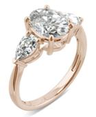 Moissanite Oval Three Stone Ring (3 Ct. Tw.) In 14k Rose Gold