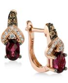Le Vian Chocolatier Raspberry Rhodolite Garnet (1 Ct. T.w.) And Diamond (1/5 Ct. T.w.) Lever Back Hoop Earrings In 14k Rose Gold