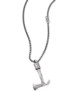 Steve Madden Men's Silver-tone Ax Pendant