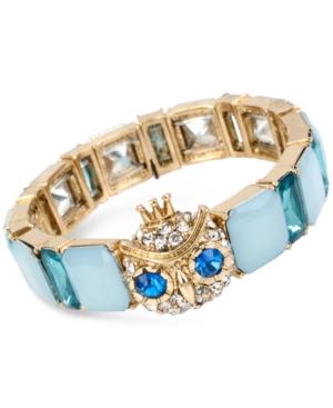 Betsey Johnson Gold-tone Owl Crystal Stone Stretch Bracelet