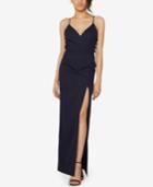 Fame And Partners Crepe Laced Side Gown