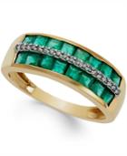 Emerald (1-3/8 Ct. T.w.) And Diamond Accent Band In 14k Gold