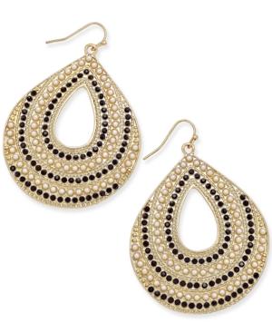 Thalia Sodi Gold-tone Imitation Pearl And Black Teardrop Earrings, Only At Macy's