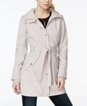Jessica Simpson Water-resistant Belted Hooded Scuba Raincoat