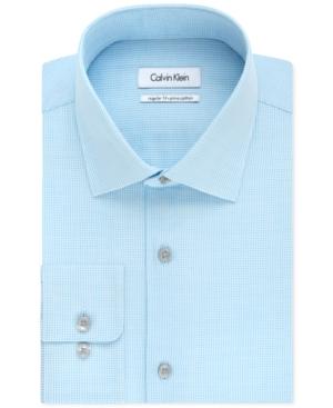 Calvin Klein Men's Steel Non-iron Performance Aquamarine Pindot Dress Shirt