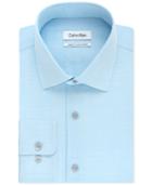 Calvin Klein Men's Steel Non-iron Performance Aquamarine Pindot Dress Shirt