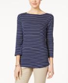 Charter Club Button-shoulder Printed Top, Only At Macy's