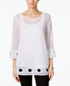 Alfani Petite Crochet-overlay Top, Only At Macy's
