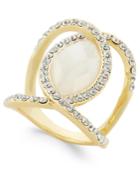 Inc International Concepts Gold-tone White Stone And Pave Openwork Statement Ring, Only At Macy's