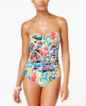 Anne Cole Painterly Paisley Twist Bandeau One-piece Swimsuit Women's Swimsuit